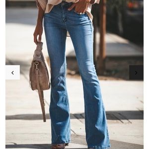 Flip side bell bottom denim pants